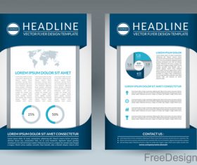 Blue styles company brochure template vectors 06