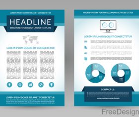 Blue styles company brochure template vectors 07