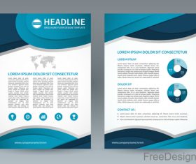 Blue styles company brochure template vectors 08