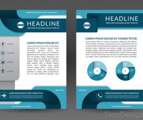 Blue styles company brochure template vectors 09