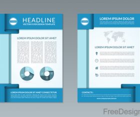 Blue styles company brochure template vectors 10
