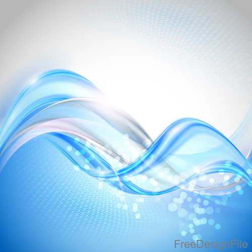 Blue transparent wave with halation background vector 02