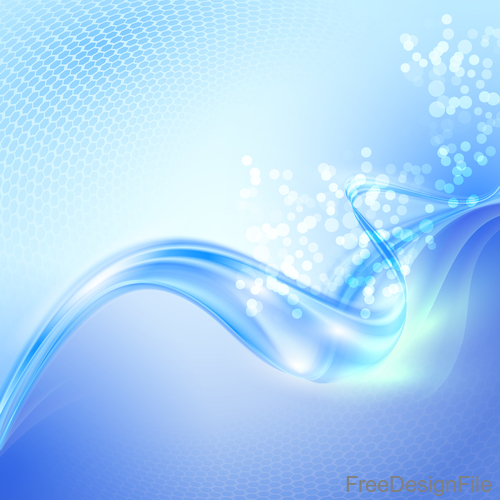 Blue transparent wave with halation background vector 03
