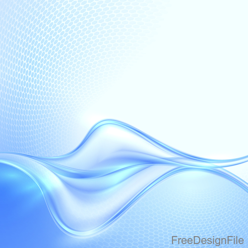 Blue wave with honeycomb background vector 01