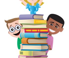 Book with cute kids vector