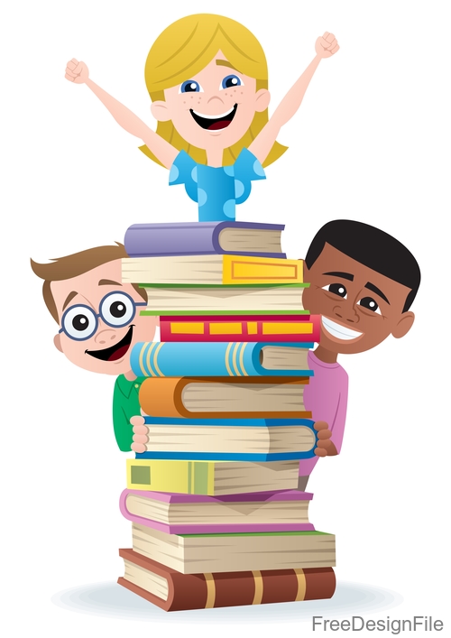 Book with cute kids vector