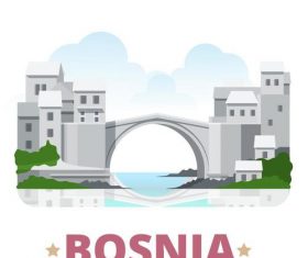 Bosnia travel elements design vector