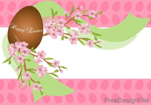 Brown easter egg with flower vectors