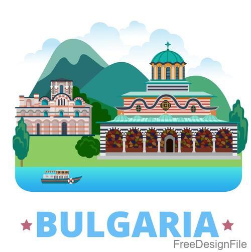 Bulgaria travel elements design vector