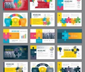 Business card template with puzzle vector