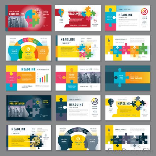 Business card template with puzzle vector