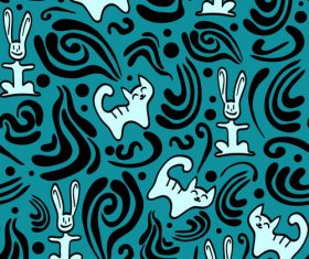 Cartoon animal abstract seamless pattern vector