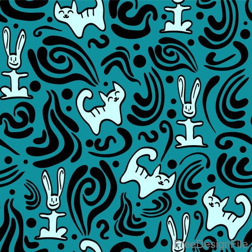 Cartoon animal abstract seamless pattern vector
