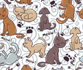 Cartoon cat seamless pattern vectors 01