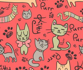 Cartoon cat seamless pattern vectors 02