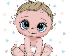 Cartoon cute baby card vectors 01