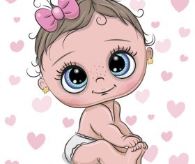 Cartoon cute baby card vectors 02