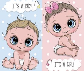 Cartoon cute baby card vectors 03
