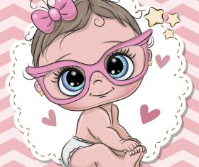 Cartoon cute baby card vectors 04