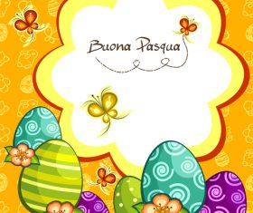 Cartoon easter card template vector