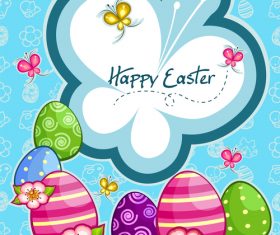 Cartoon easter egg with easter card vector