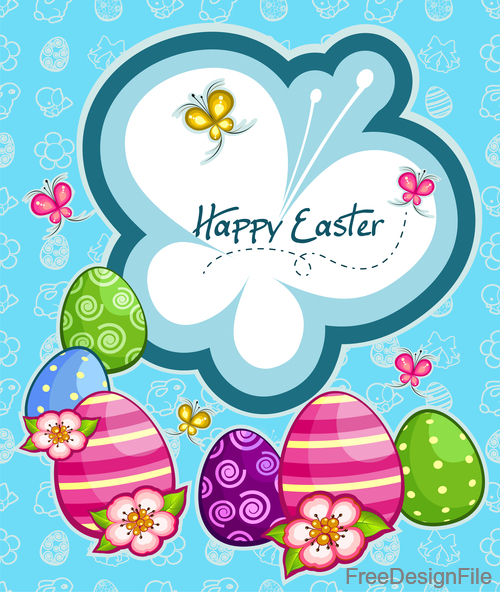 Cartoon easter egg with easter card vector