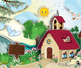 Fairy tale world and mushroom house vector 10 free download