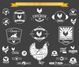 Chicken Logos with Labels and Charts vector