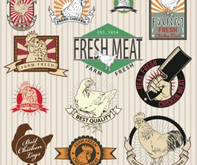 Chicken farm labels with sing vector