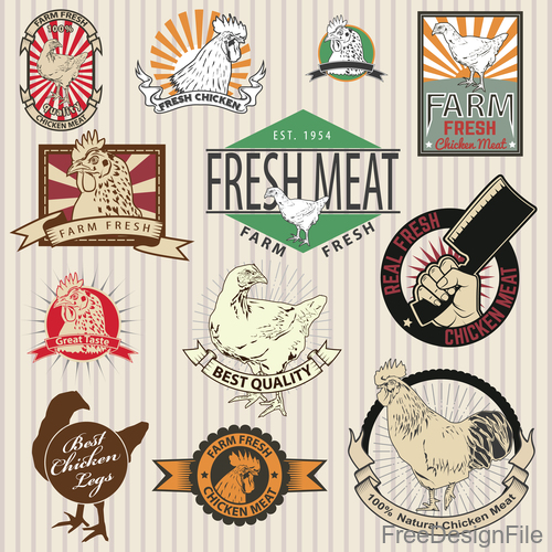 Chicken farm labels with sing vector