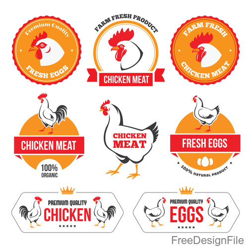 Chicken meat labels with badge vector