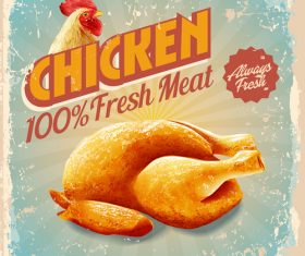 Chicken vintage poster template vector
