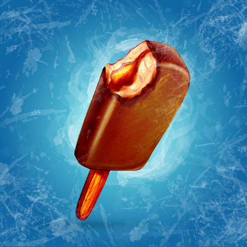 Chocolate ice cream with grunge background vector