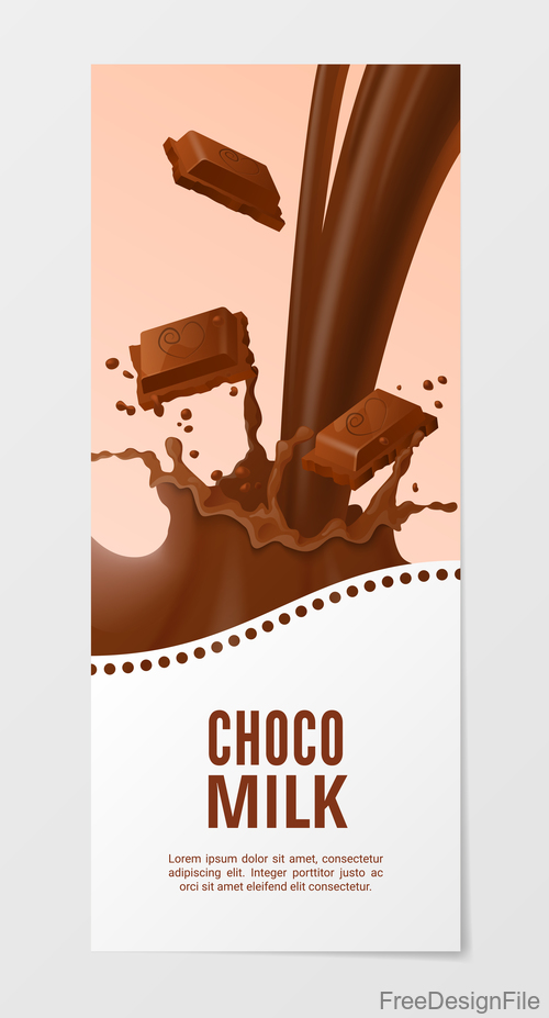 Chocolate milk vertical banner vector