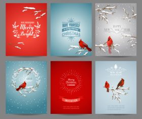 Christmas brochure template with red birds vector
