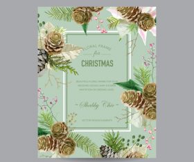 Christmas brochure with floral frame vector 01