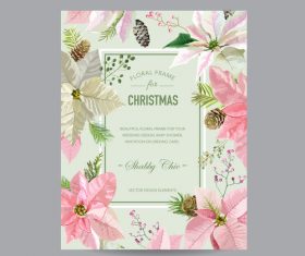 Christmas brochure with floral frame vector 02