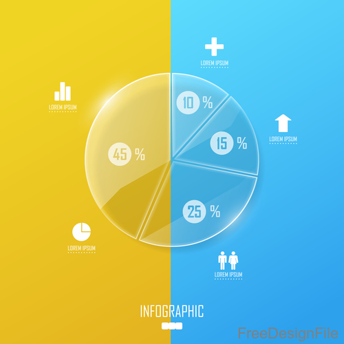 Circle glass infographic template vector