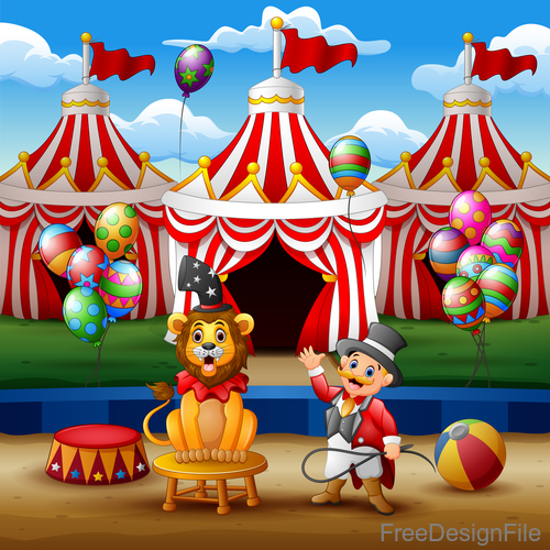 Circus background cartoon styles vector 02