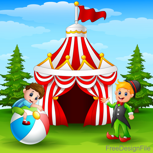 Circus background cartoon styles vector 03