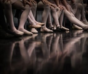 Close-up ballet girls feet