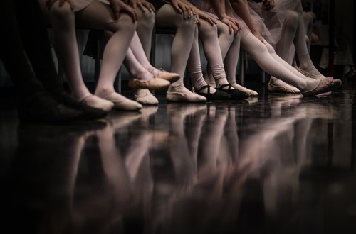 Close-up ballet girls feet