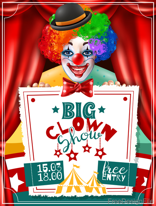 Clown circus poster vector