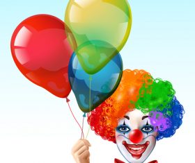 Clown with colored balloon vector