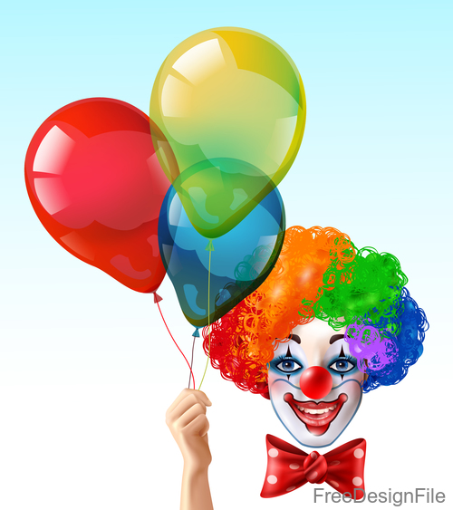 Clown with colored balloon vector