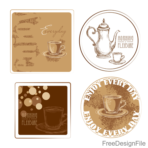 Coffee badge with illustration vectors 02