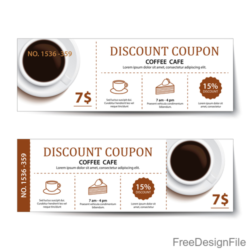 Coffee cake discount coupon vector 01
