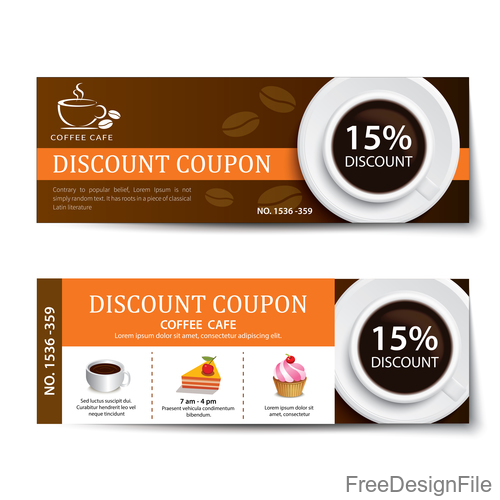 Coffee cake discount coupon vector 02