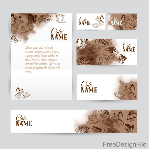 Coffee card with banners template vector 01