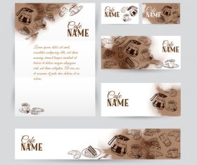 Coffee card with banners template vector 02